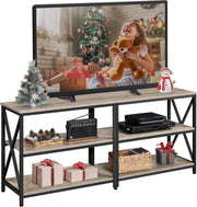 140cm Grey TV Stand for 65" TVs Storage Shelves Metal Industrial Unit - Kwikley