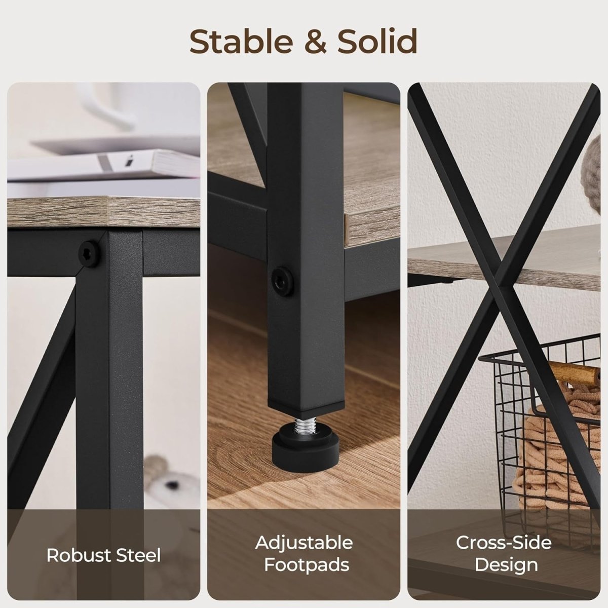 140cm Grey TV Stand for 65" TVs Storage Shelves Metal Industrial Unit - Kwikley
