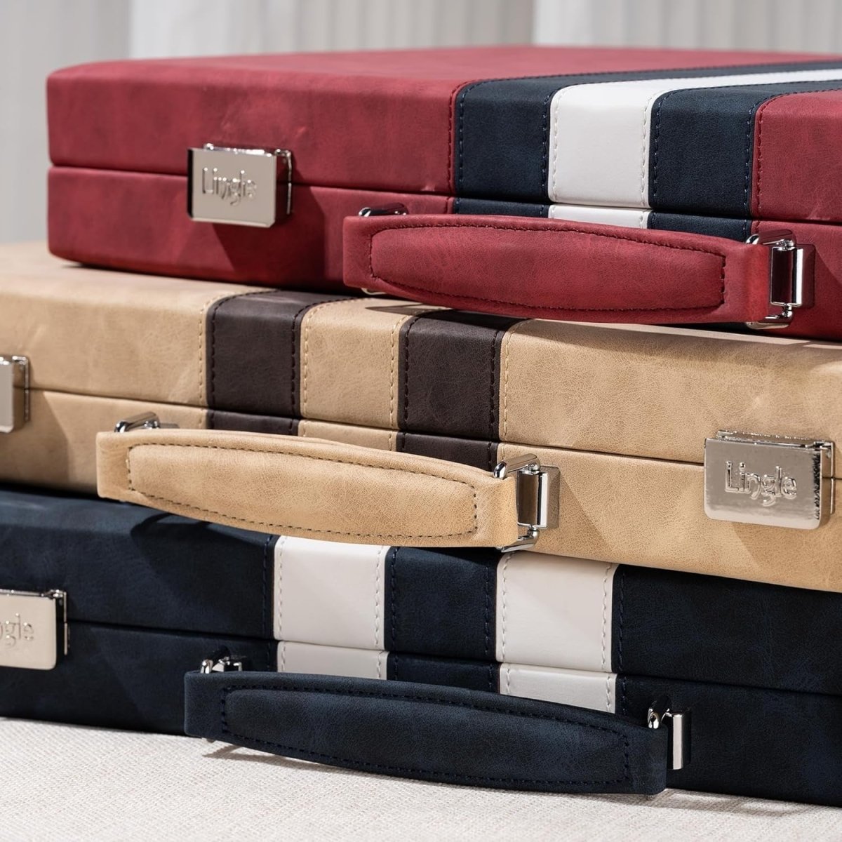 15” Backgammon Set Folding Leather Case Travel Board Luxury Strategy - Kwikley