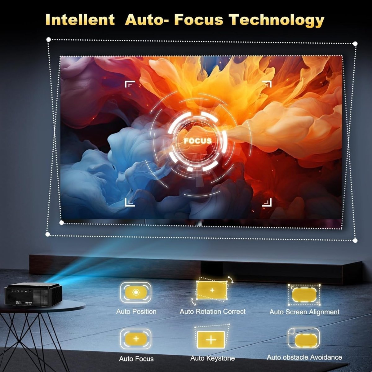 1500 Brightness 4K Smart Projector WiFi6 Bluetooth Auto Focus 300″ - Kwikley