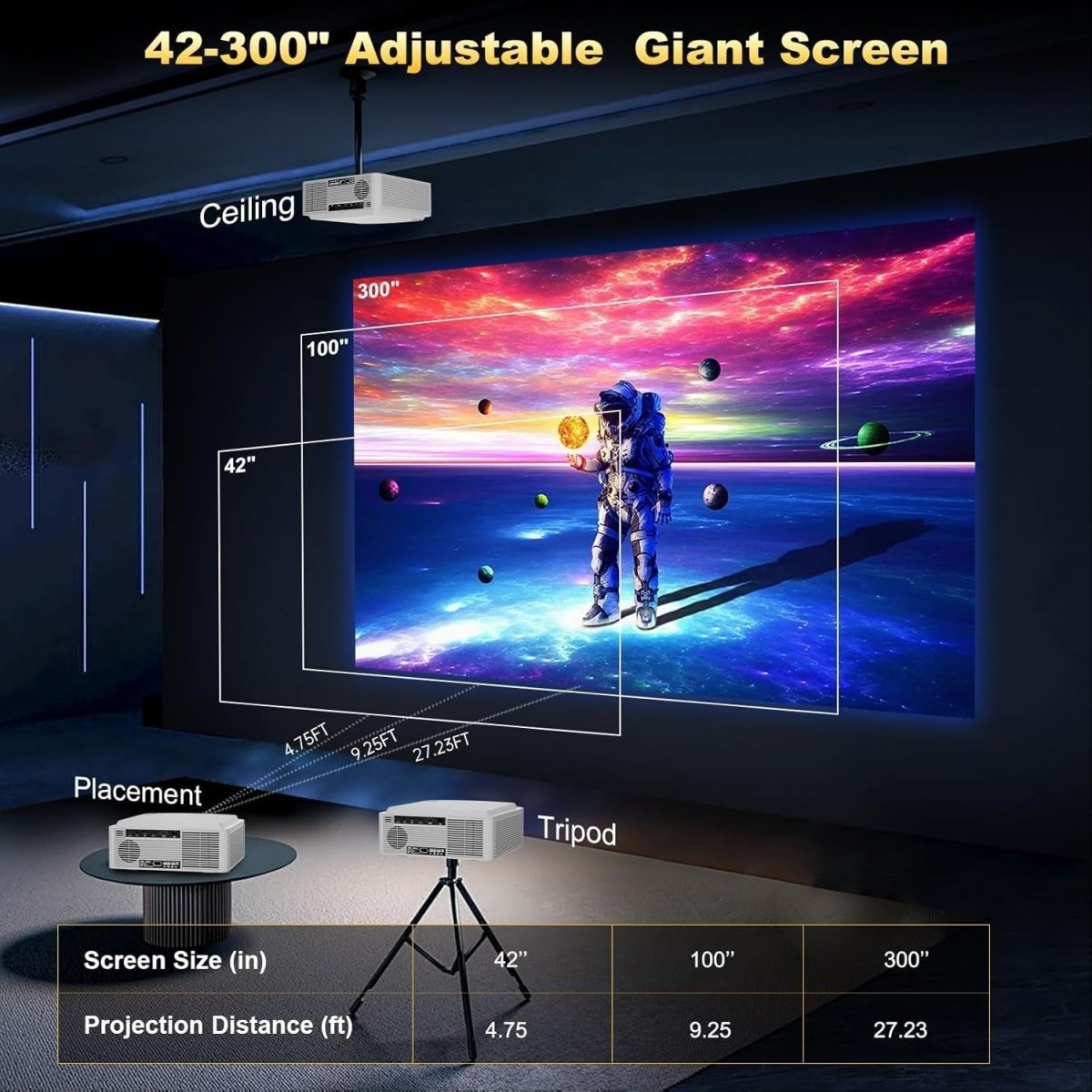 1500 Brightness Smart Projector Google TV 1080p 4K Support Auto Focus - Kwikley