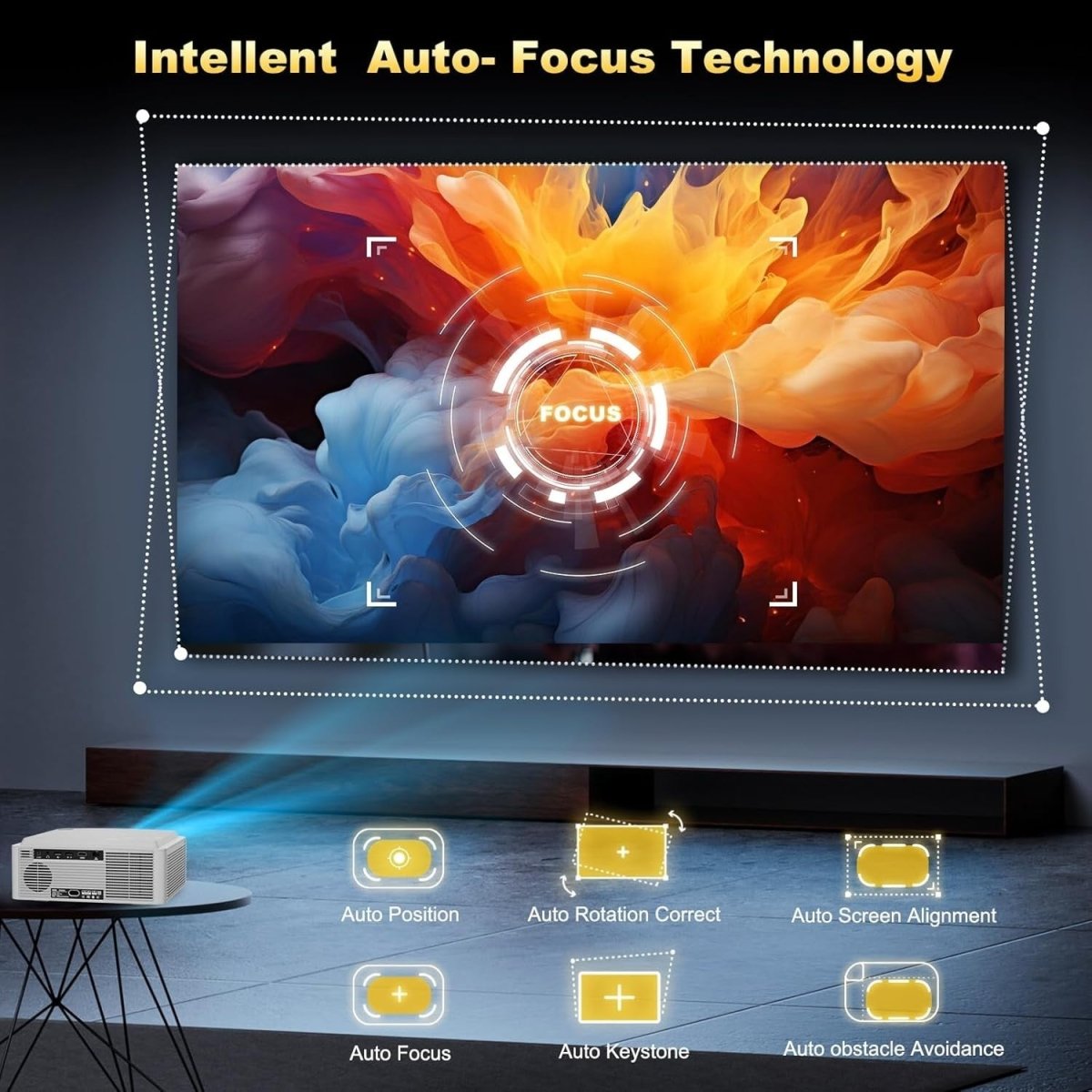 1500 Brightness Smart Projector Google TV 1080p 4K Support Auto Focus - Kwikley