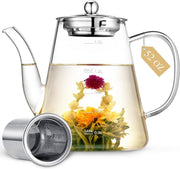 1500ml Glass Teapot with Infuser Stovetop Safe Loose Leaf Tea Maker - Kwikley