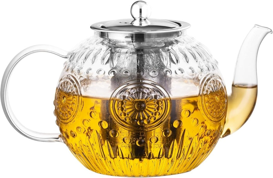 1500ml Glass Teapot with Removable Infuser Stovetop Safe Tea Kettle - Kwikley