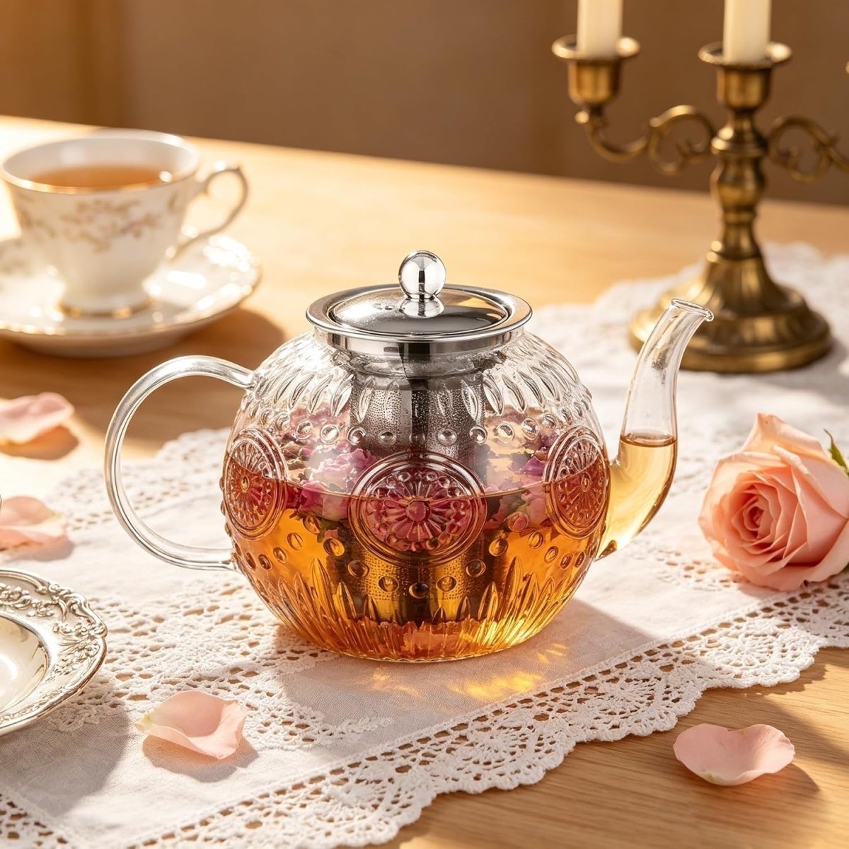 1500ml Glass Teapot with Removable Infuser Stovetop Safe Tea Kettle - Kwikley