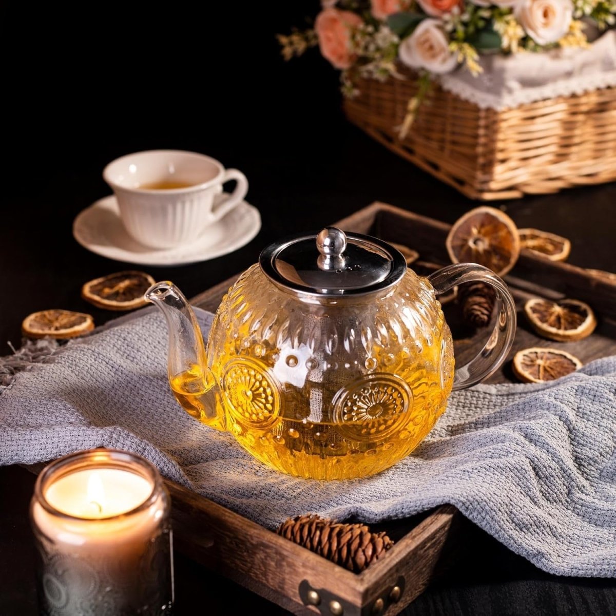 1500ml Glass Teapot with Removable Infuser Stovetop Safe Tea Kettle - Kwikley