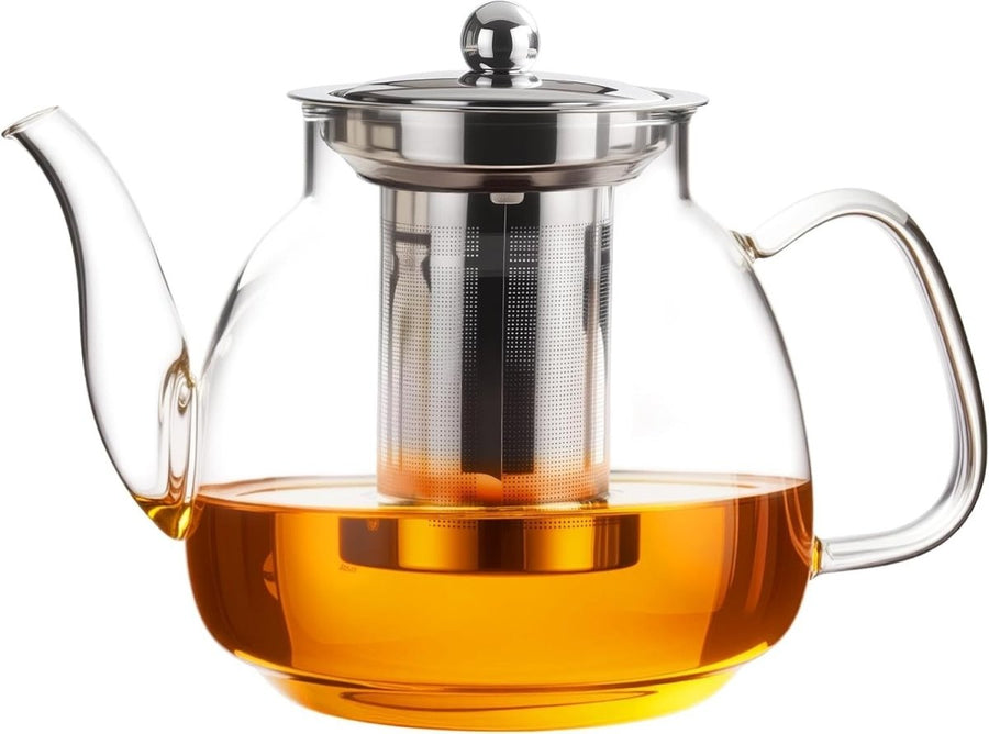 1500ml Glass Teapot with Stainless Infuser Stovetop Safe Tea Kettle - Kwikley