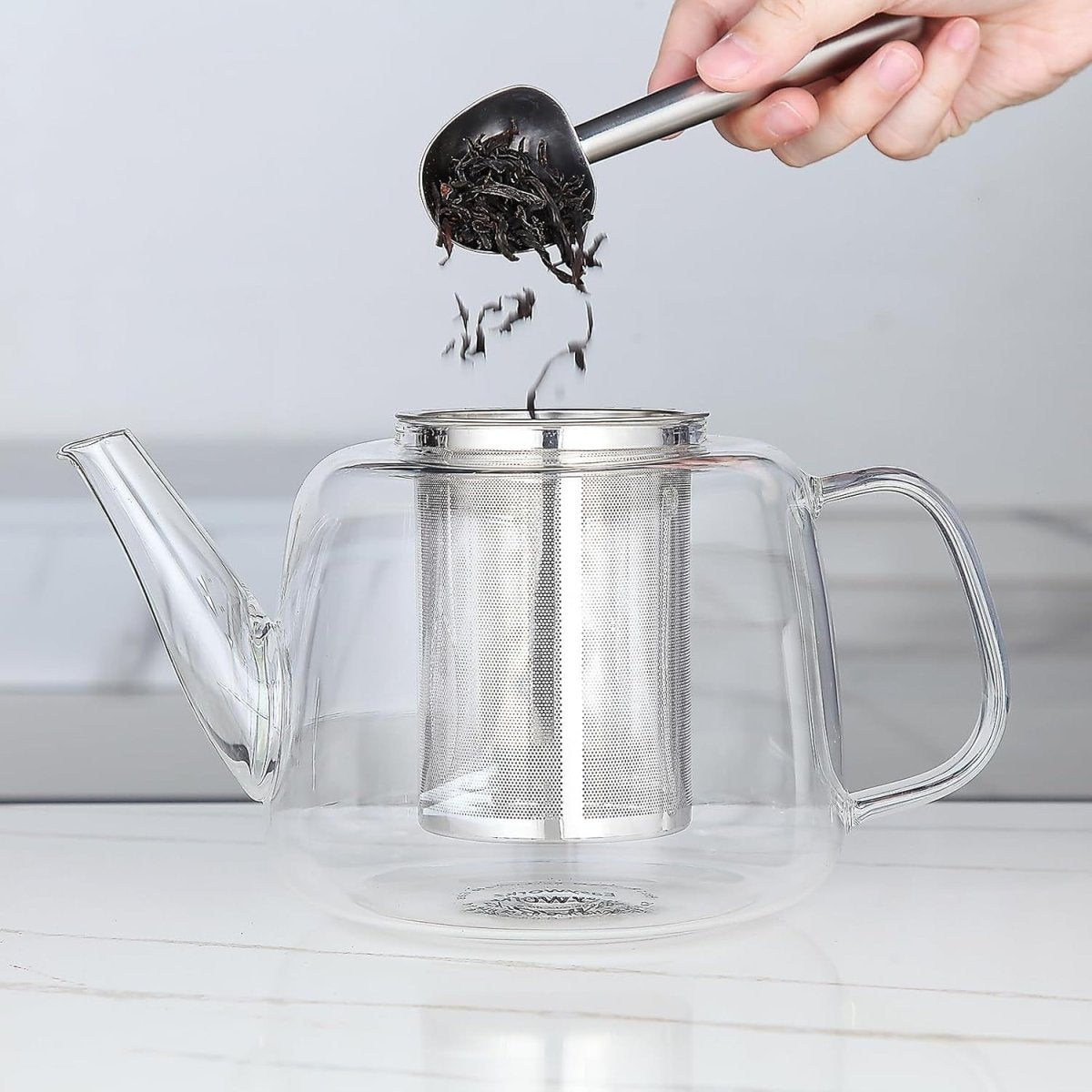 1500ml Glass Teapot with Stainless Steel Infuser Heat Resistant Tea Pot - Kwikley