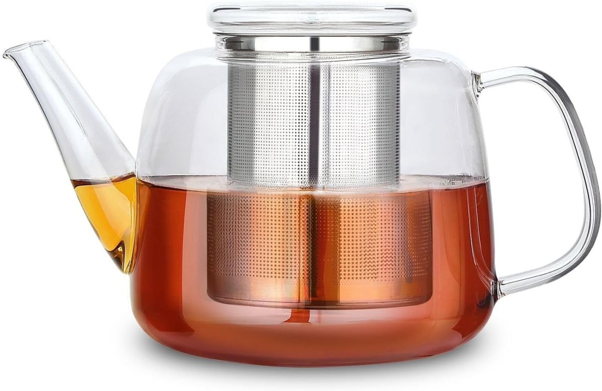1500ml Glass Teapot with Stainless Steel Infuser Heat Resistant Tea Pot - Kwikley