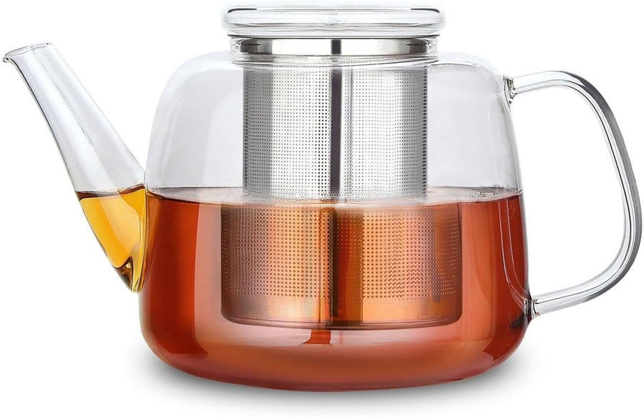 1500ml Glass Teapot with Stainless Steel Infuser Heat Resistant Tea Pot - Kwikley