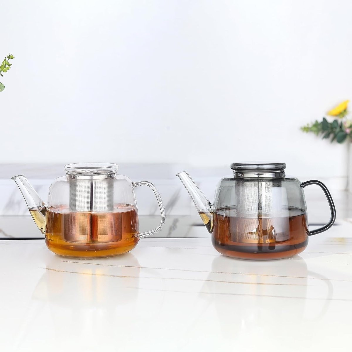 1500ml Glass Teapot with Stainless Steel Infuser Heat Resistant Tea Pot - Kwikley