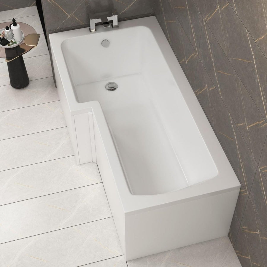 1500x850mm Left - Hand L - Shaped Shower Bath Acrylic Front & End Panel - Kwikley