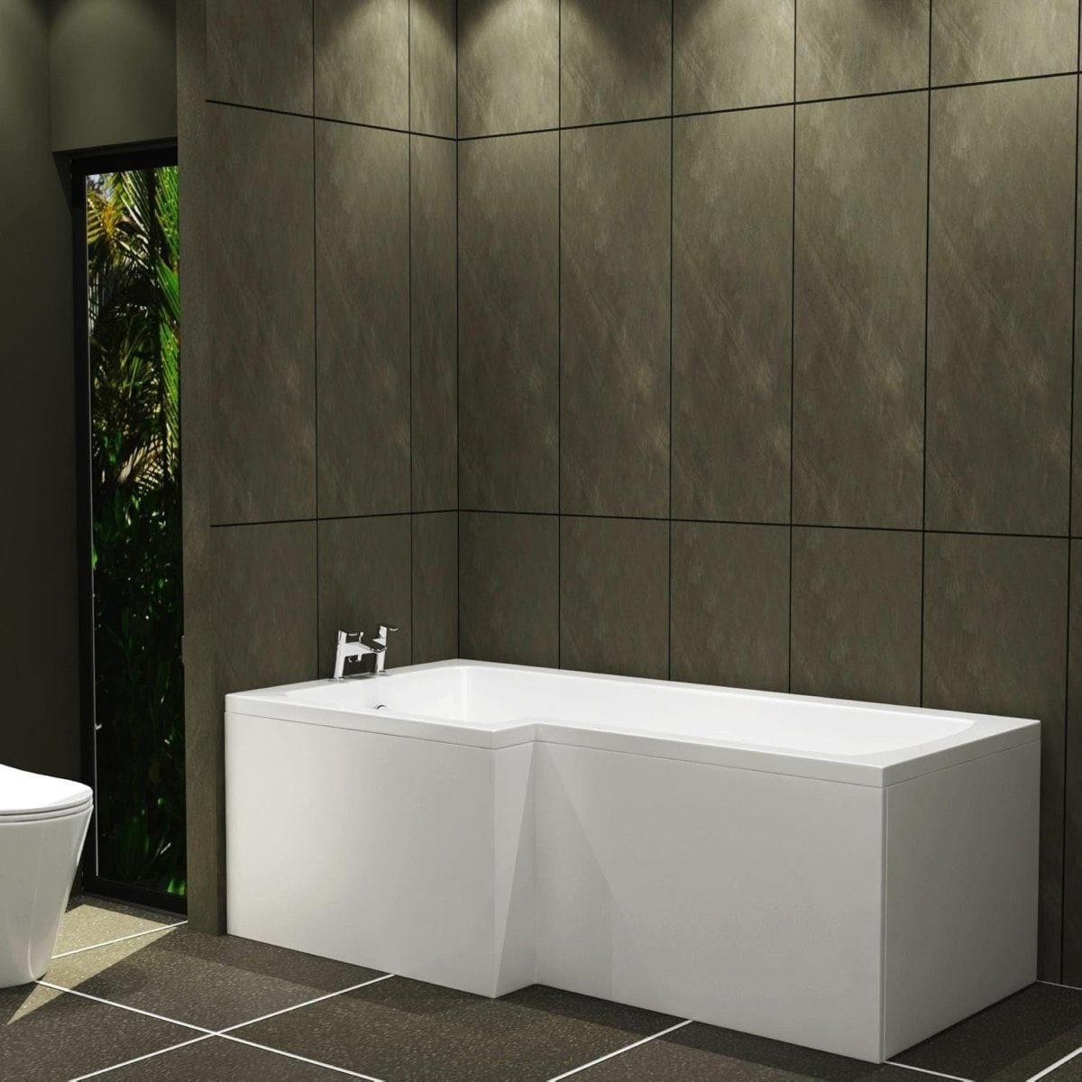 1500x850mm Left - Hand L - Shaped Shower Bath Acrylic Front & End Panel - Kwikley