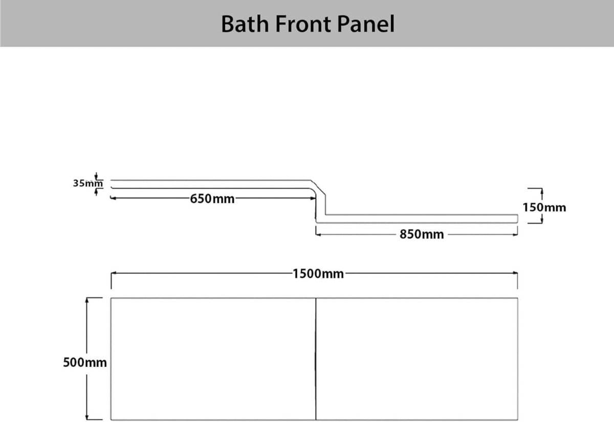 1500x850mm Left - Hand L - Shaped Shower Bath with Front Panel + Glass Screen - Kwikley