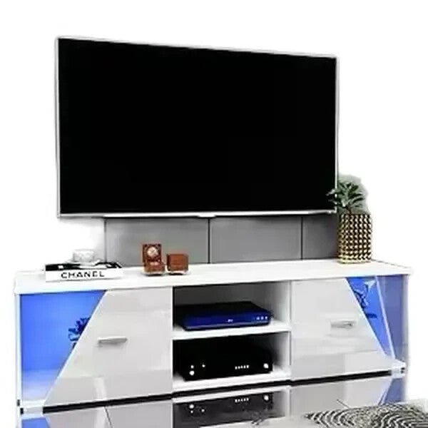 150cm High Gloss TV Cabinet with LED Lights & Storage – Fits 65" TVs - Kwikley