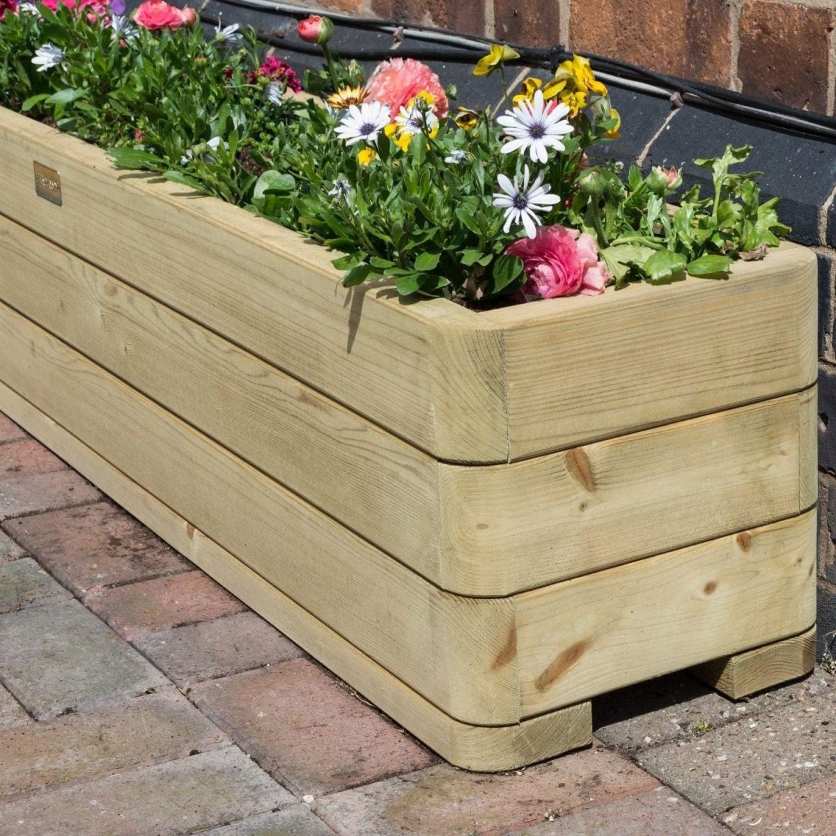 150cm Wooden Trough Planter Outdoor Garden Box with Liner - Kwikley