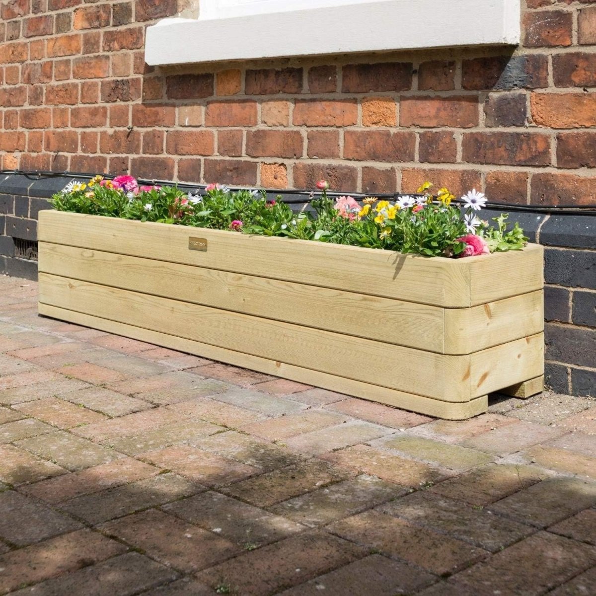 150cm Wooden Trough Planter Outdoor Garden Box with Liner - Kwikley