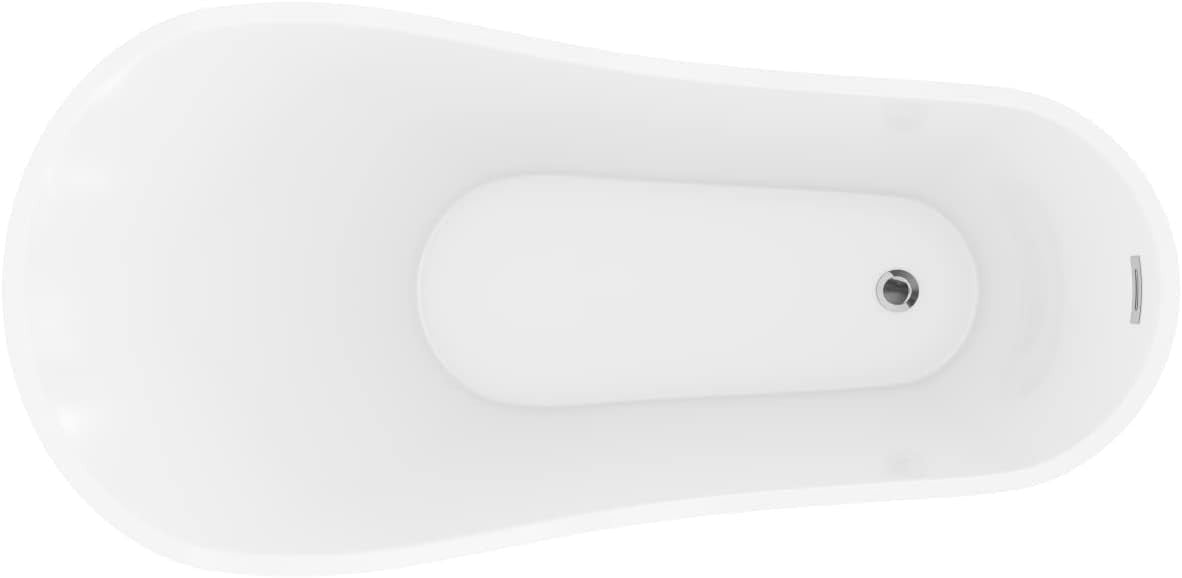 1520x715mm Single Ended Freestanding Slipper Bath White Acrylic Chrome Waste - Kwikley