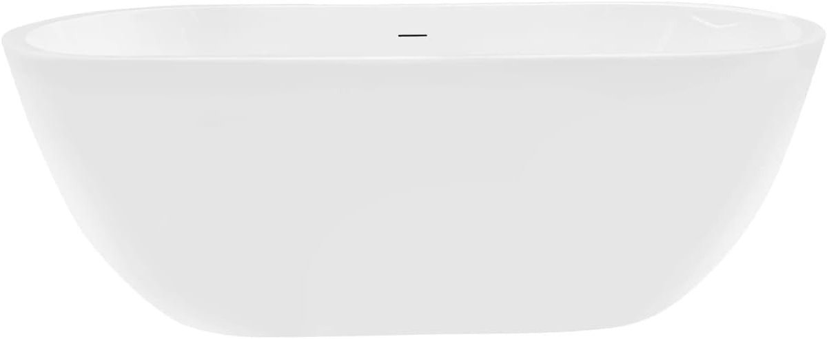 1550x745mm Freestanding Double Ended Bath White Acrylic Oval Modern - Kwikley