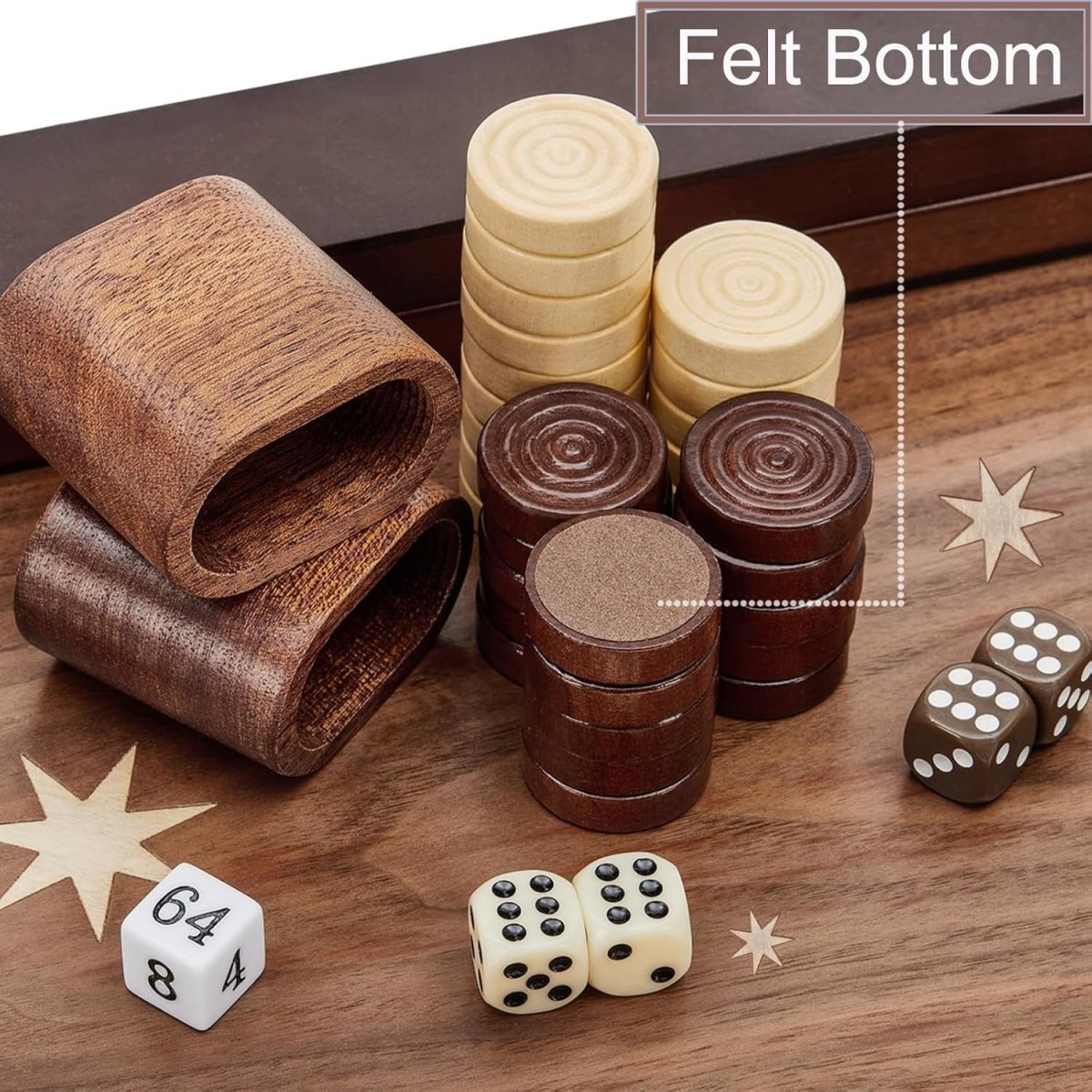 15.7” Wooden Backgammon Set Folding Travel Board Premium Strategy Game - Kwikley