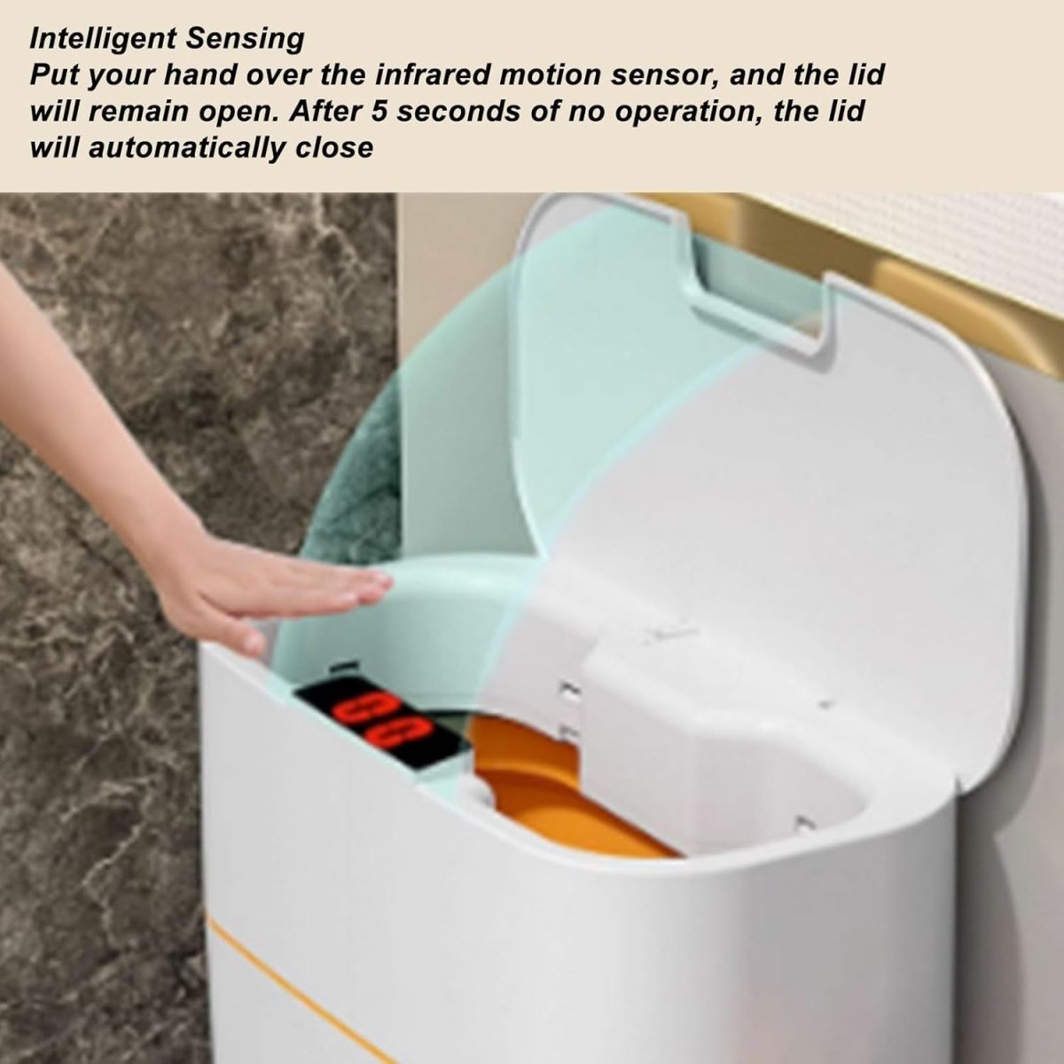 15L Touchless Wall Mounted Sensor Bin Waterproof Bathroom Kitchen - Kwikley