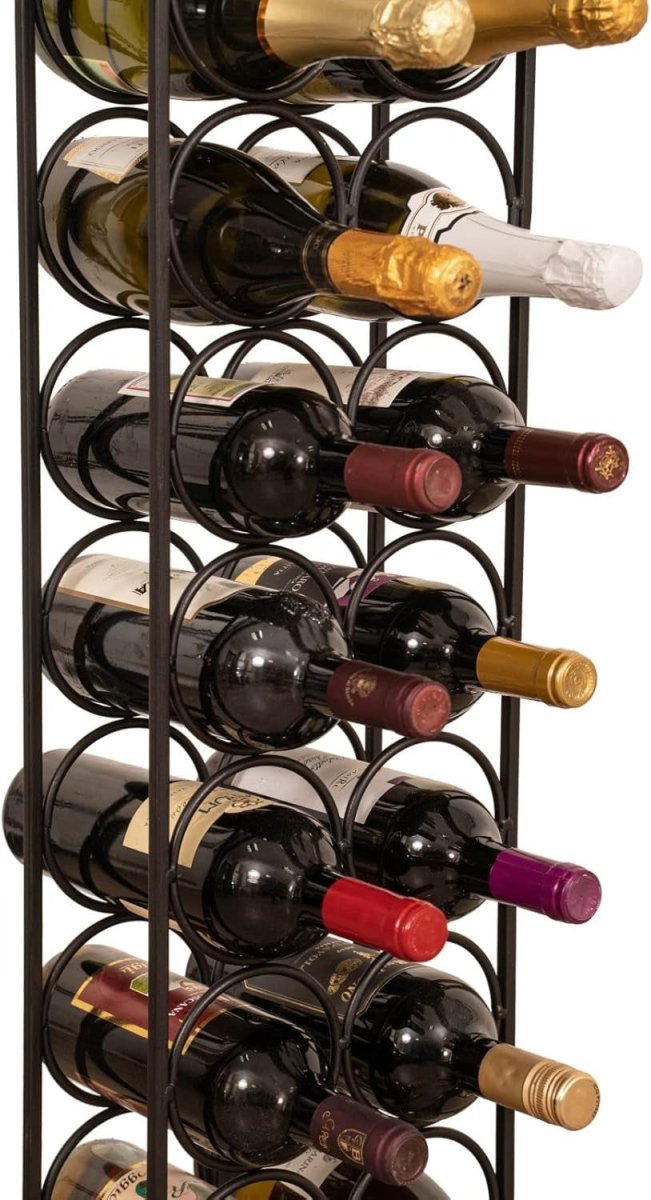 16 Bottle Wine Rack Free Standing Tall Metal Wine Storage Holder Home Bar Black - Kwikley