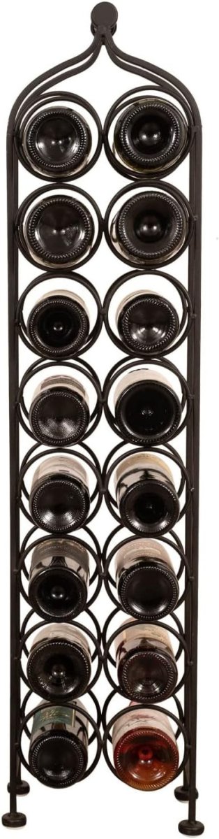 16 Bottle Wine Rack Free Standing Tall Metal Wine Storage Holder Home Bar Black - Kwikley