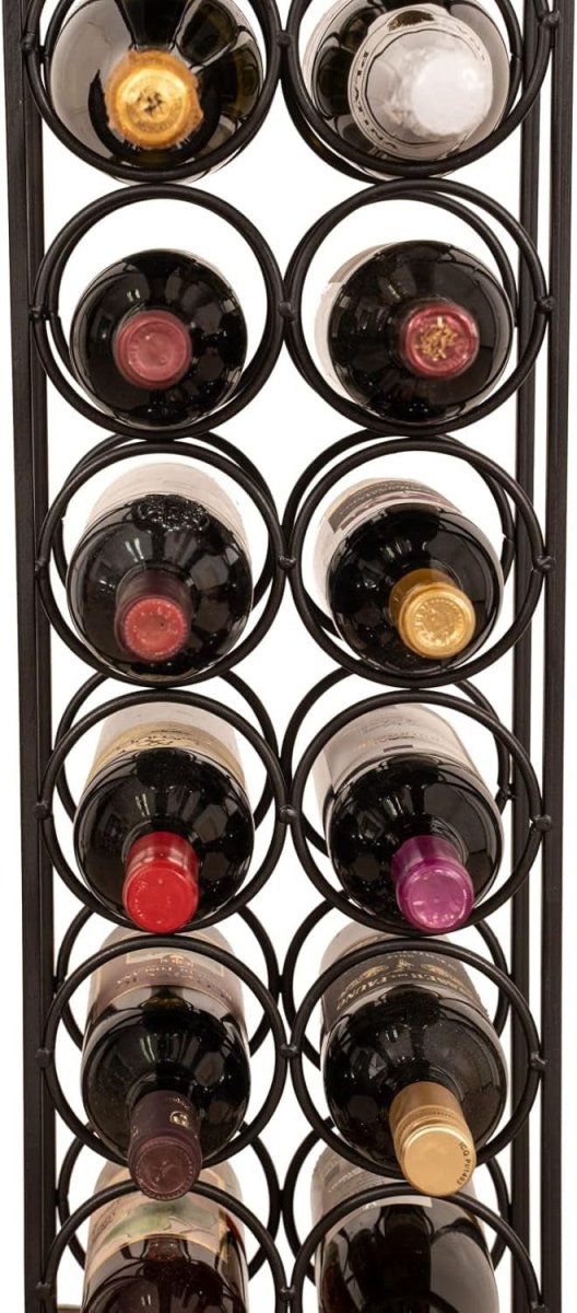 16 Bottle Wine Rack Free Standing Tall Metal Wine Storage Holder Home Bar Black - Kwikley