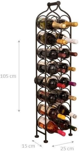 16 Bottle Wine Rack Free Standing Tall Metal Wine Storage Holder Home Bar Black - Kwikley