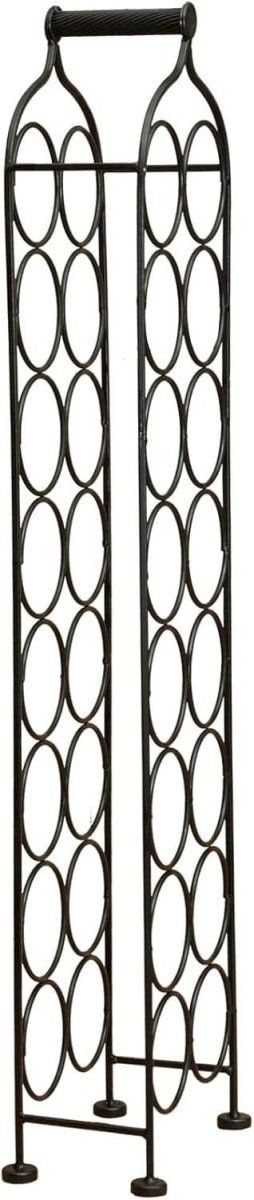 16 Bottle Wine Rack Free Standing Tall Metal Wine Storage Holder Home Bar Black - Kwikley