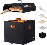 16" Outdoor Pizza Oven | 4-in-1 Wood Fired BBQ Grill with Stone, Peel & Cutter