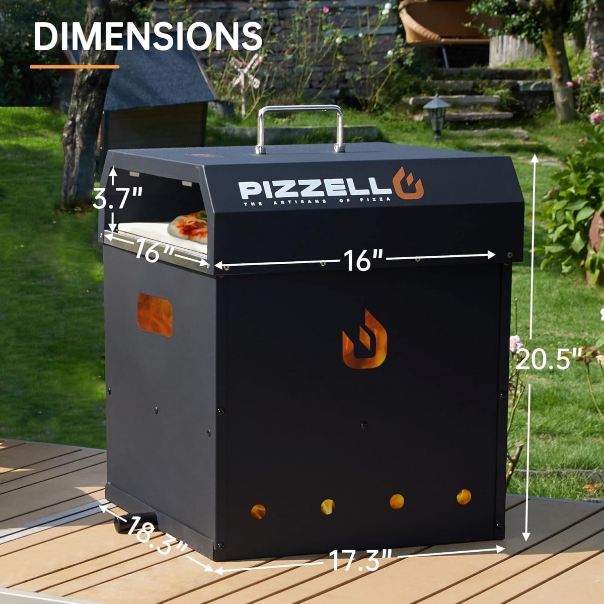 16" Outdoor Pizza Oven | 4 - in - 1 Wood Fired BBQ Grill with Stone, Peel & Cutter - Kwikley