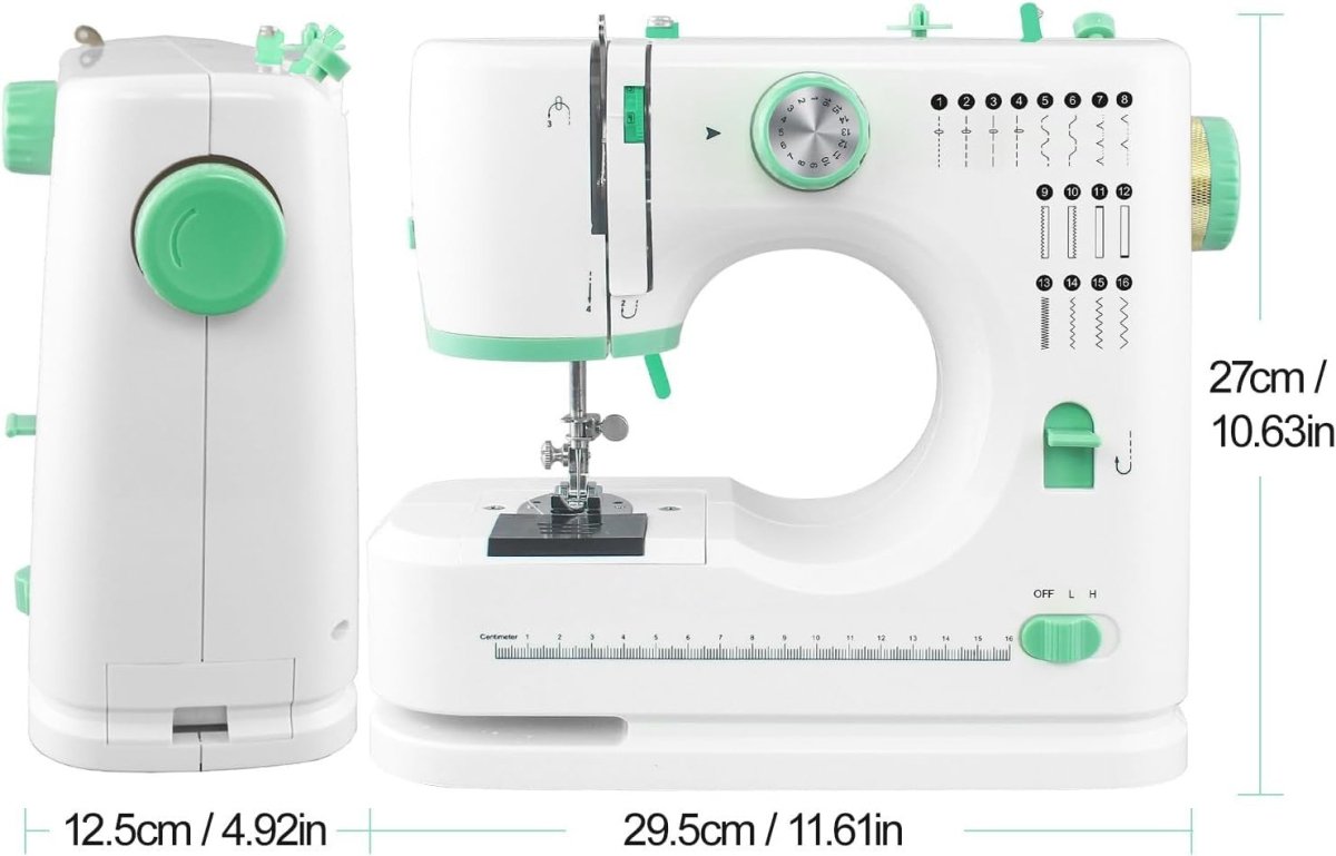 16 Stitch Mini Sewing Machine Electric Dual Needle Extension Table Kit - Kwikley