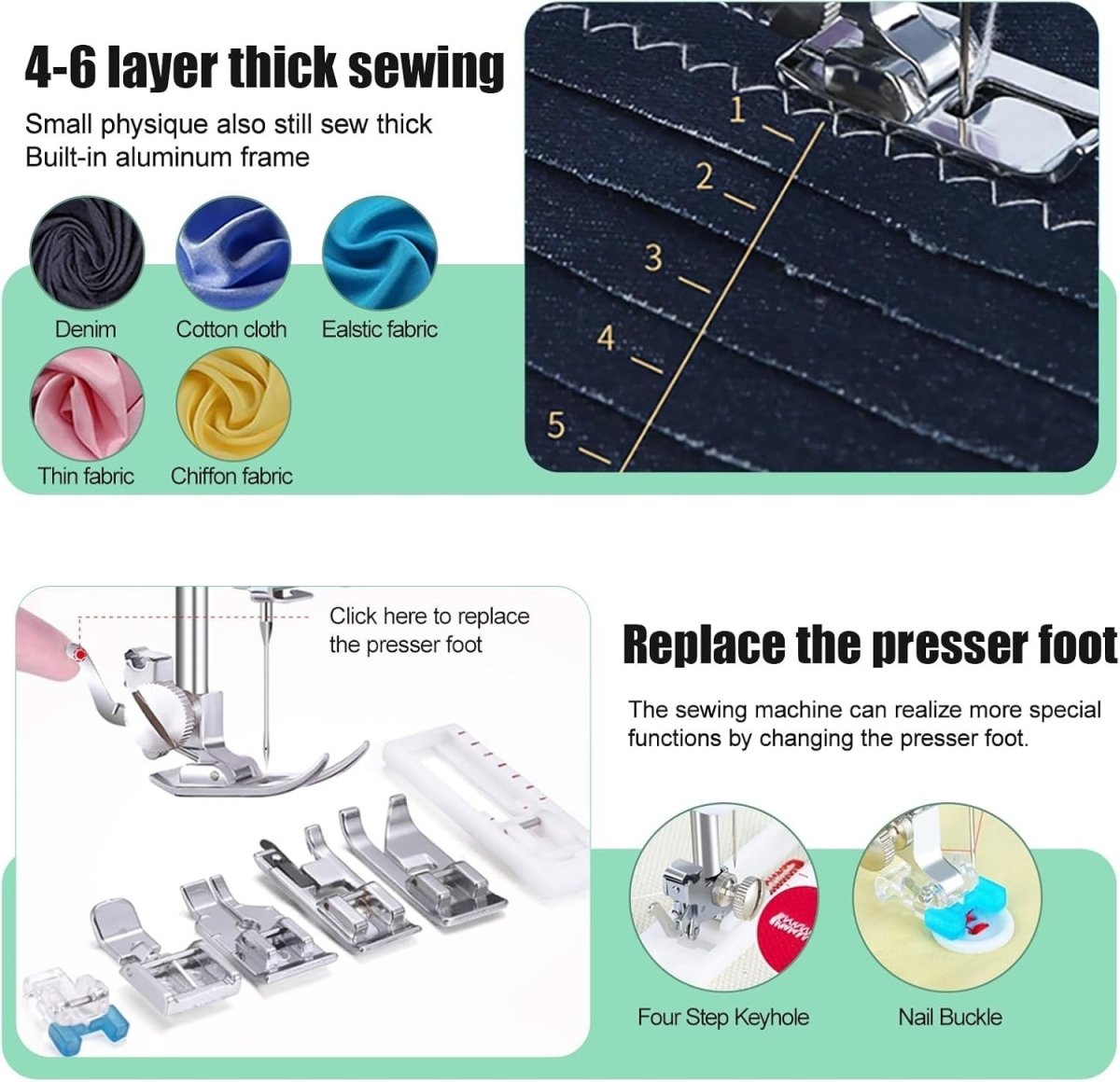 16 Stitch Mini Sewing Machine Electric Dual Needle Extension Table Kit - Kwikley