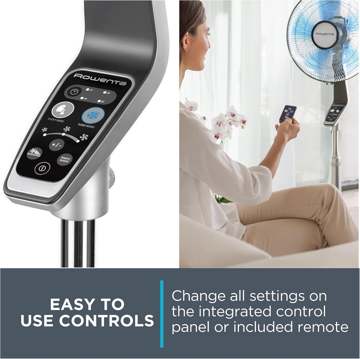16" Turbo Stand Fan – Quiet Remote Control Adjustable Height 5 Speeds Cooling - Kwikley