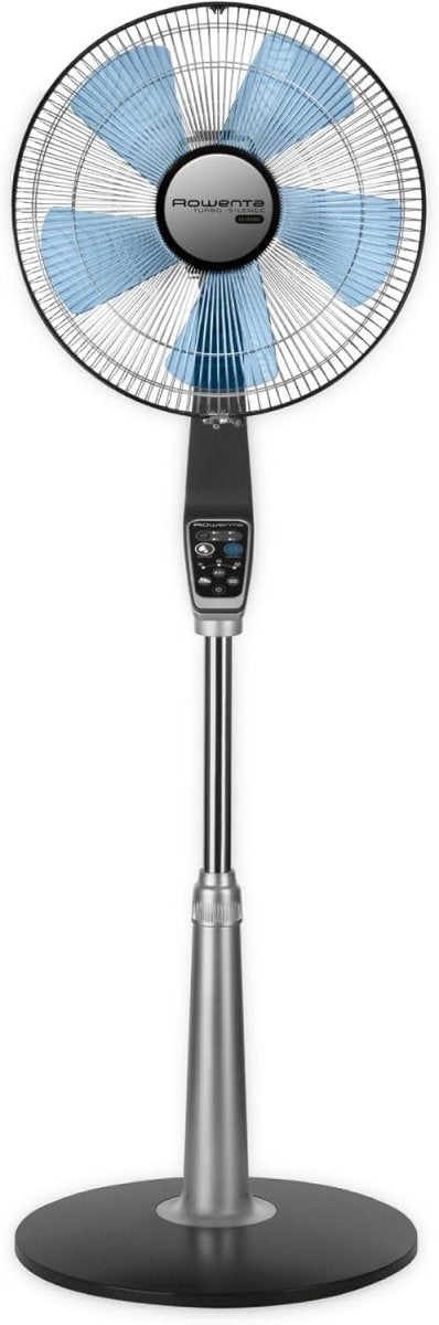 16" Turbo Stand Fan – Quiet Remote Control Adjustable Height 5 Speeds Cooling - Kwikley