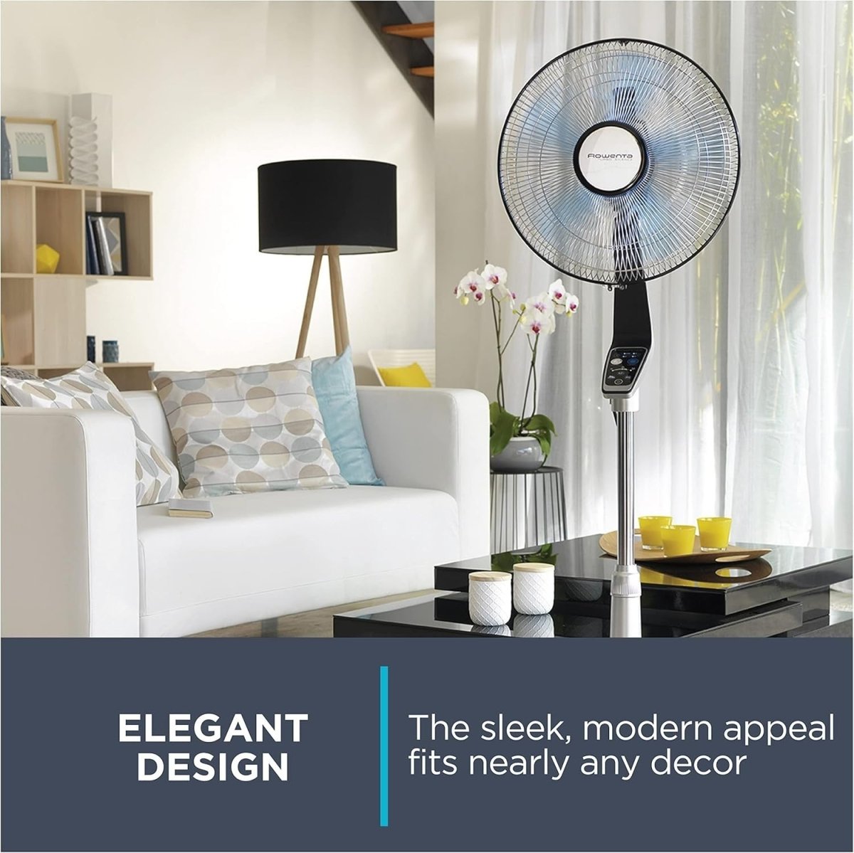 16" Turbo Stand Fan – Quiet Remote Control Adjustable Height 5 Speeds Cooling - Kwikley
