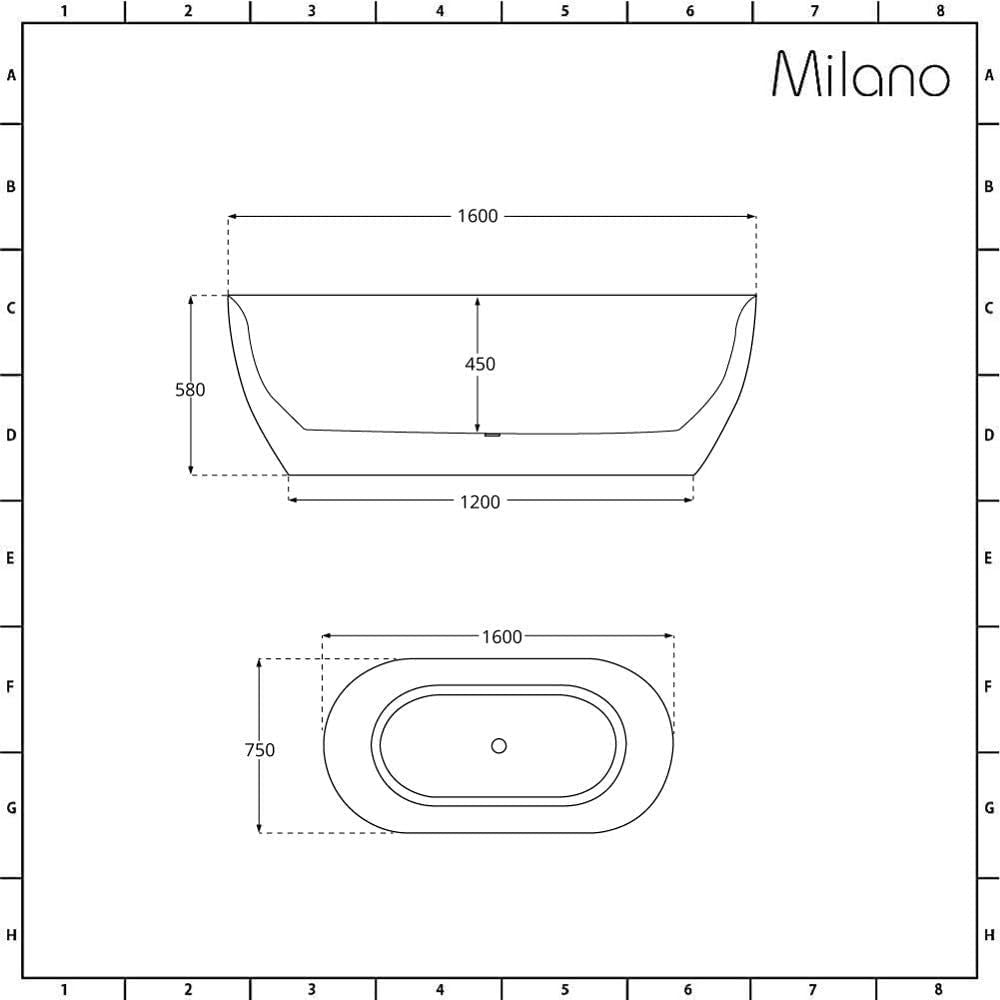 1600x750mm Freestanding Double Ended Oval Bath White Acrylic w/ Chrome Waste - Kwikley