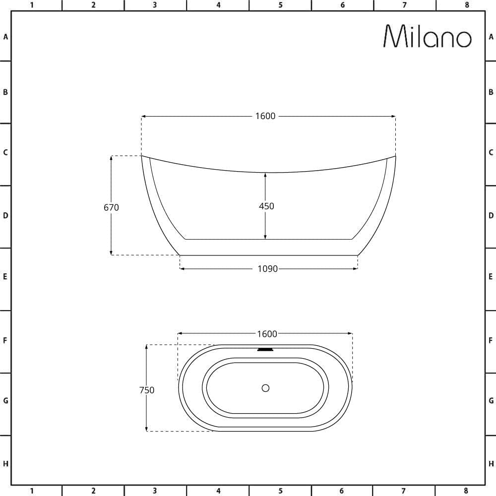 1600x750mm Freestanding Double Ended Slipper Bath White Acrylic w/ Chrome - Kwikley