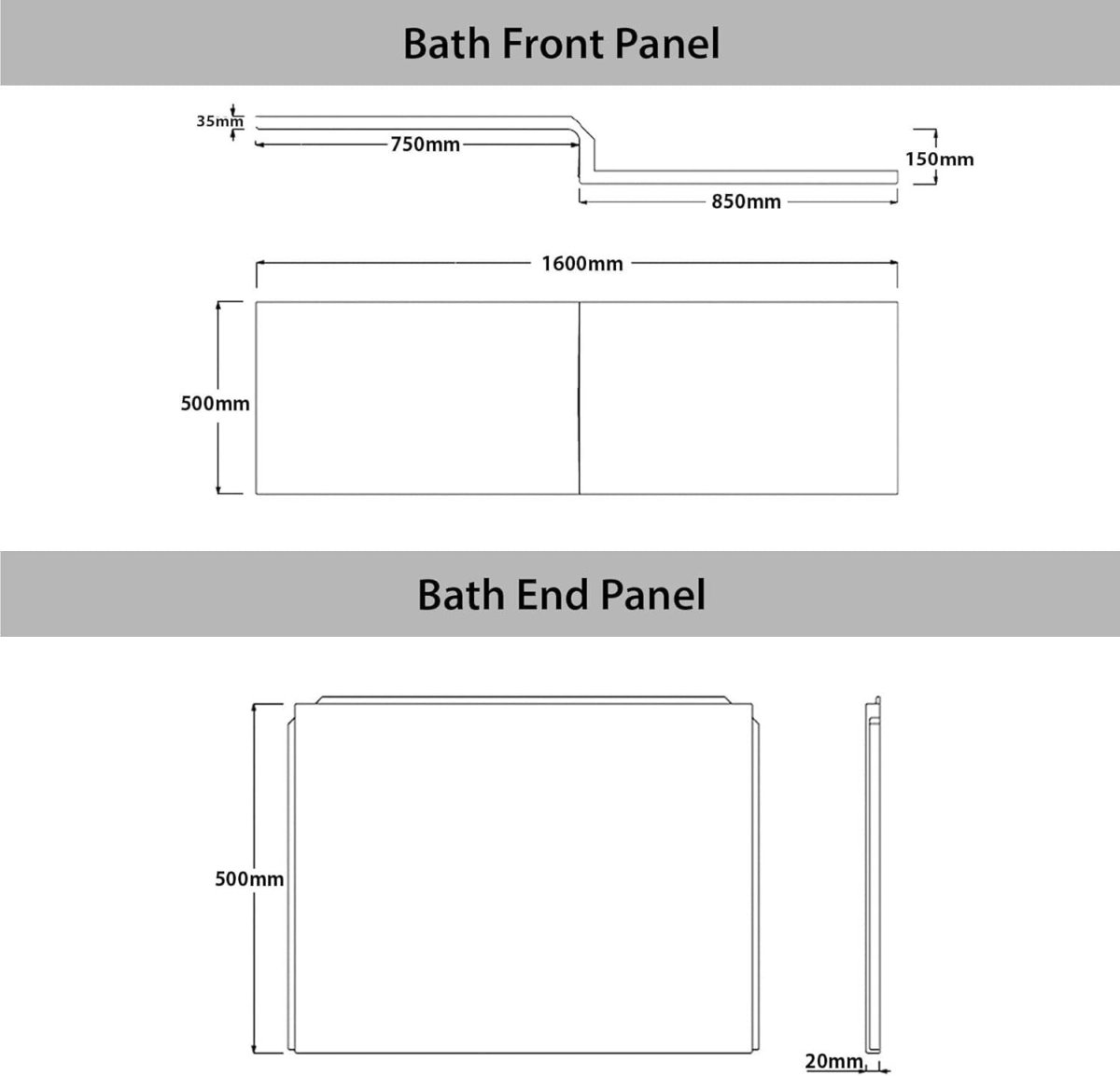 1600x850mm Left - Hand L - Shaped Shower Bath with Front & End Panels + Glass Screen - Kwikley