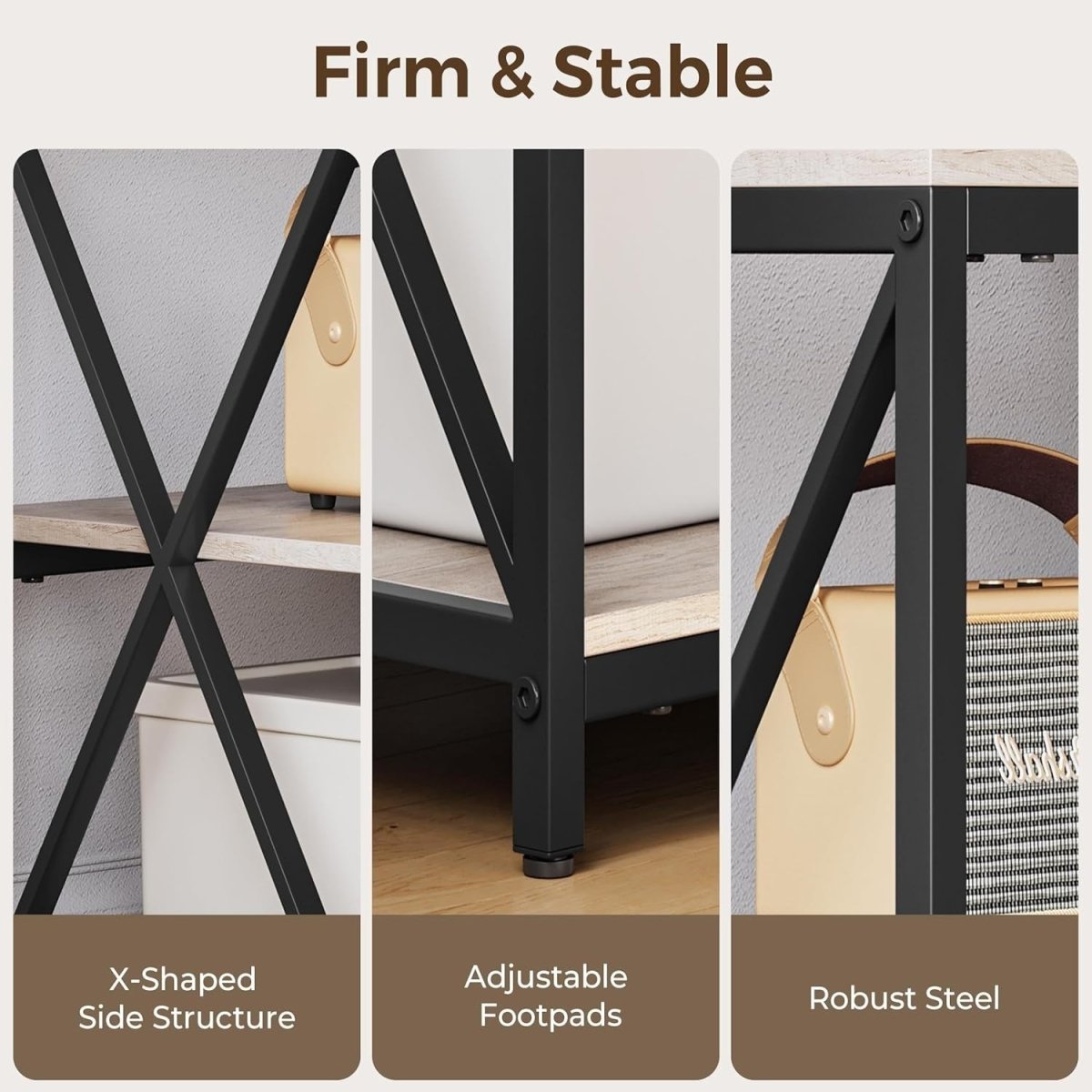 160cm Grey TV Stand for 70" TVs Open Storage Shelves Industrial Unit - Kwikley