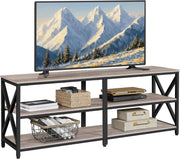 160cm Grey TV Stand for 70" TVs Open Storage Shelves Industrial Unit - Kwikley