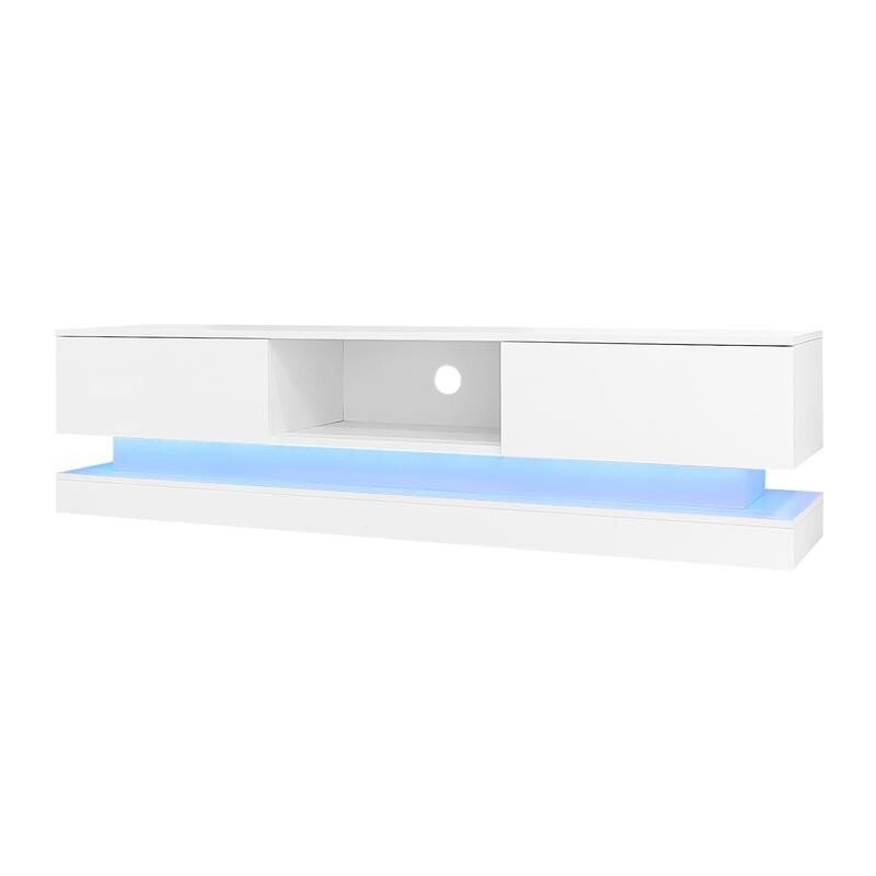 160cm High Gloss TV Stand with RGB LED Lights & Storage for 70–79" TVs - Kwikley