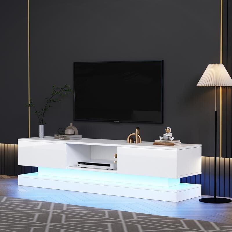 160cm High Gloss TV Stand with RGB LED Lights & Storage for 70–79" TVs - Kwikley