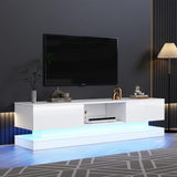 160cm High Gloss TV Stand with RGB LED Lights & Storage for 70–79" TVs