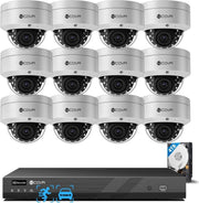 16CH 4K PoE CCTV System 12x 8MP Cameras AI Detection 4TB NVR IP67 - Kwikley