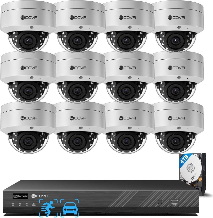 16CH 4K PoE CCTV System 12x 8MP Cameras AI Detection 4TB NVR IP67 - Kwikley