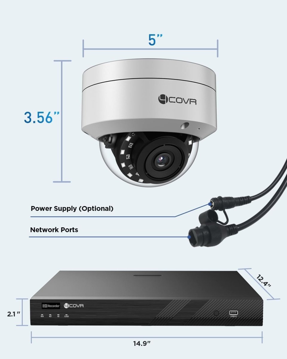 16CH 4K PoE CCTV System 12x 8MP Cameras AI Detection 4TB NVR IP67 - Kwikley