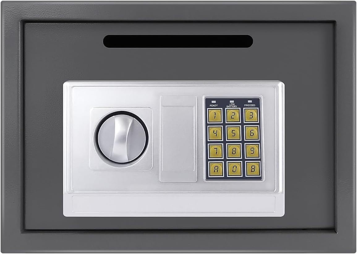 16L Digital Safe Box Electronic Keypad Lock Cash Security Grey - Kwikley