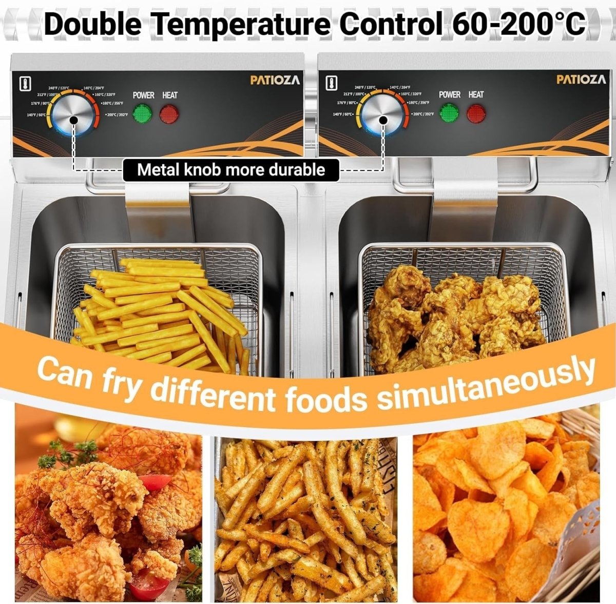 16L Double Deep Fat Fryer 6000W Commercial Electric Countertop Fryer - Kwikley